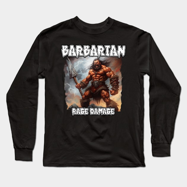 Barbarian Rage Damage Long Sleeve T-Shirt by SimonBreeze